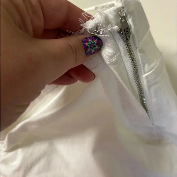 BDG Urban Outfitters Jeans Size 34 Ruched Dipped V Flare White Stretch Denim New - Picture 6 of 9